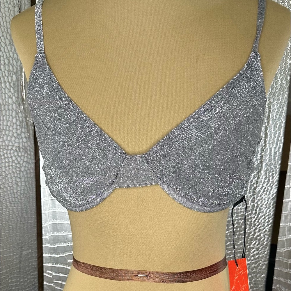 Cider NWT Shimmering Silver Bra Size Small